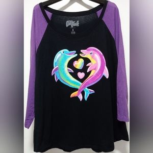 TORRID XXL LIMITED EDITION LISA FRANK DOLPHIN BASEBALL T-SHIRT